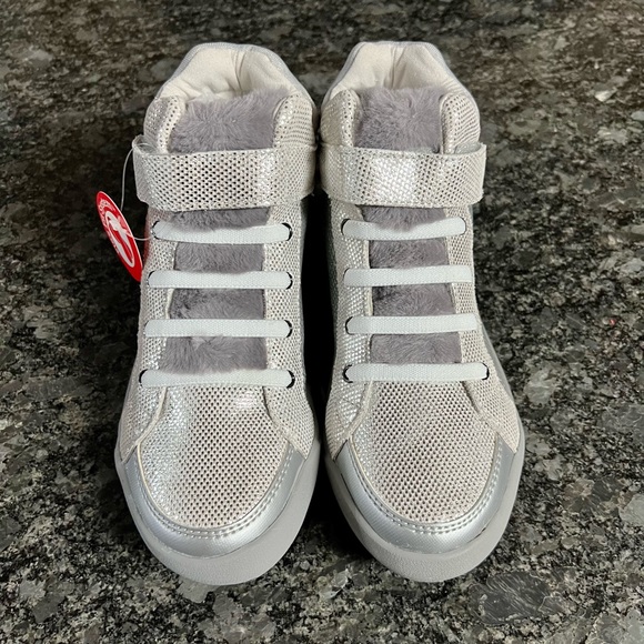 Pediped Logan Flex Silver Hi Tops Big Girl Sz 3.5 NIB - Picture 2 of 14